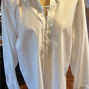 Chicos Sz 3  White Blouse  Lace up